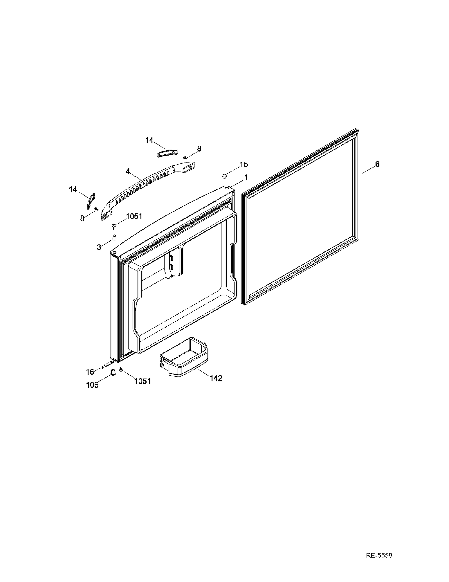 FZ DOOR Diagram and Parts List for HBQ20DTEARWW  General Electric Refrigerator