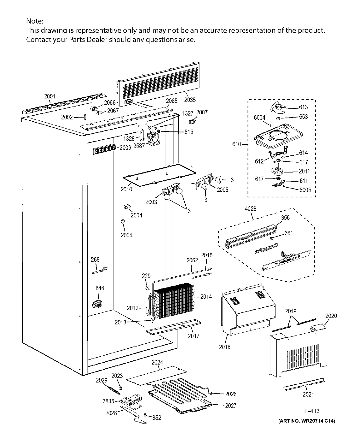 CABINET 1 Diagram and Parts List for ZIFP360NHALH  General Electric Freezer