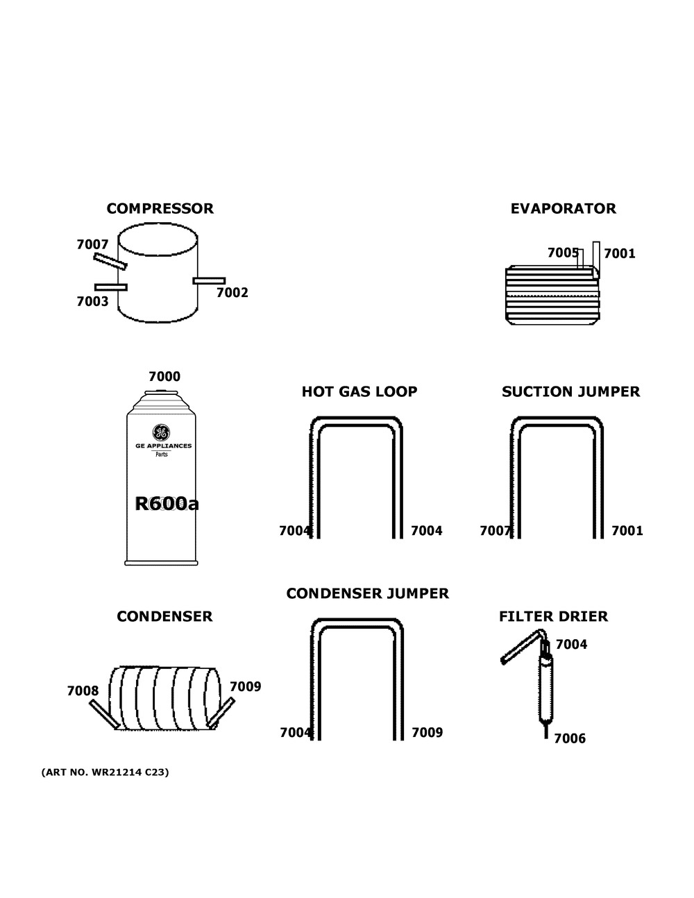 Lokring Connectors Diagram and Parts List for ZIF241NPNCII  General Electric Refrigerator