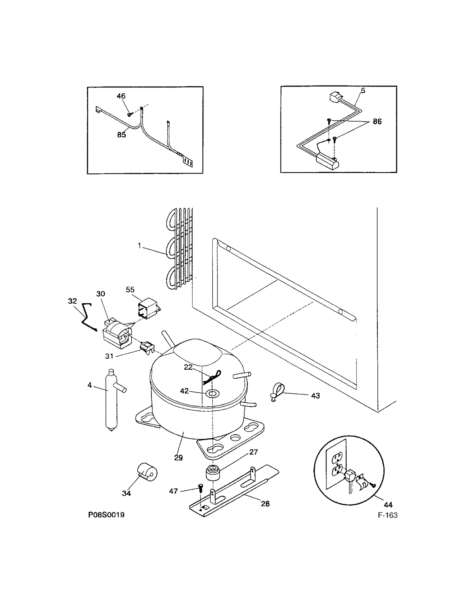 SYSTEM Diagram and Parts List for 81560-2  General Electric Freezer