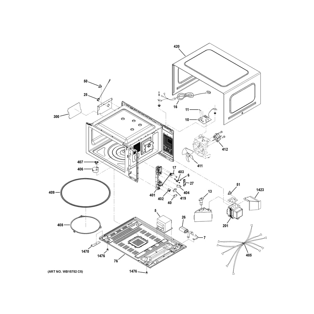 Oven Cavity Parts Diagram and Parts List for ZCWK22U2W1SS  General Electric Microwave