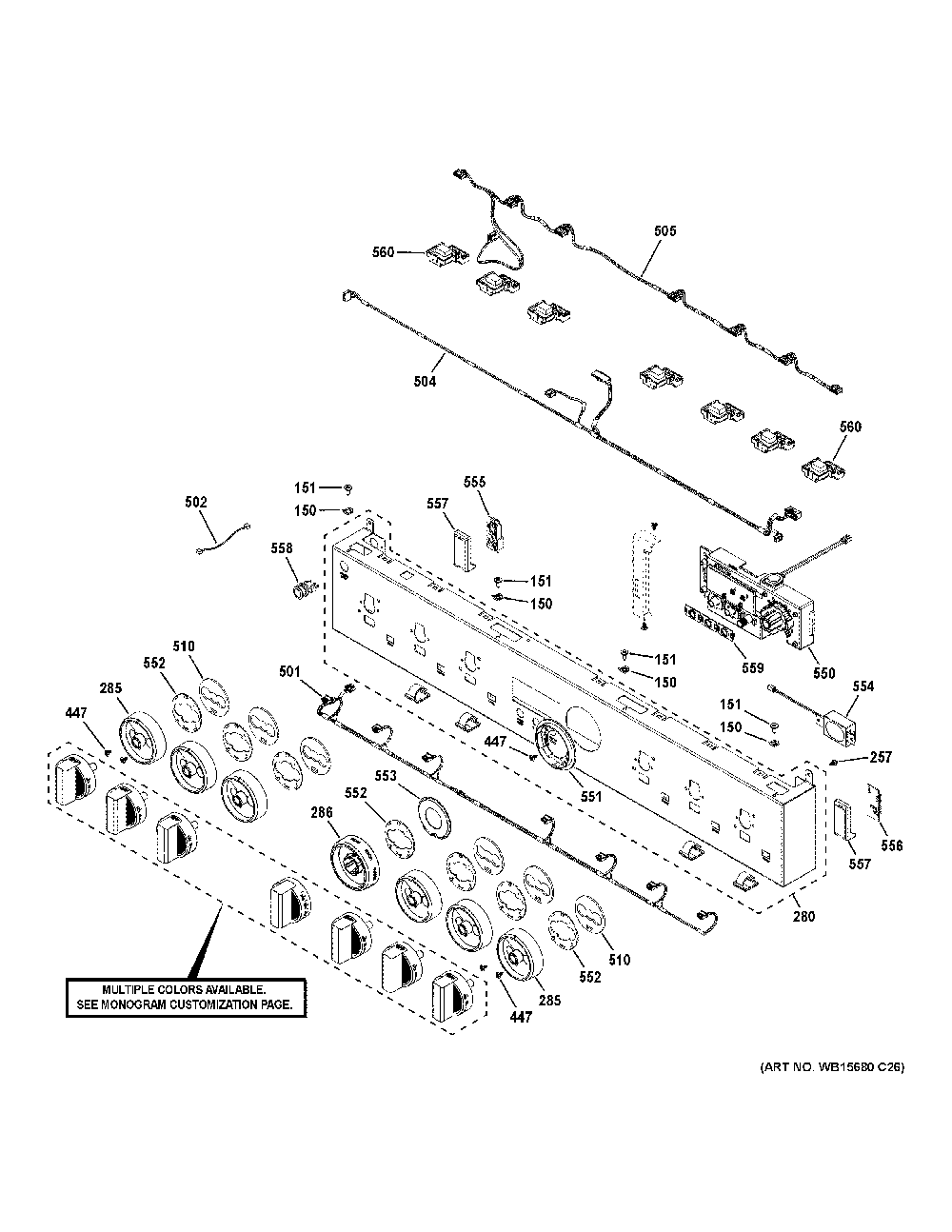 Control Panel Diagram and Parts List for ZGP366NT1SS  General Electric Range
