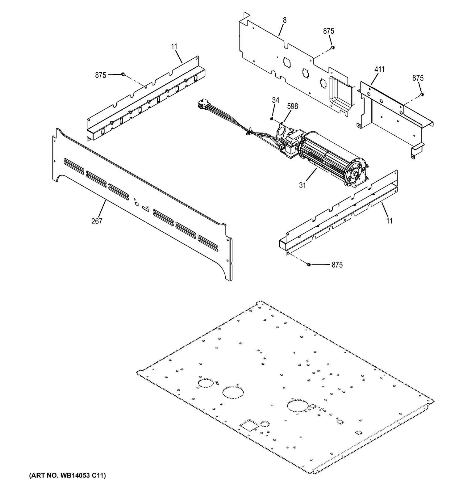 CENTER SPACER Diagram and Parts List for CT9550EK2DS  General Electric Wall Oven