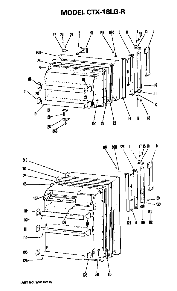 Doors Diagram and Parts List for CTX18LGR  Hotpoint Refrigerator