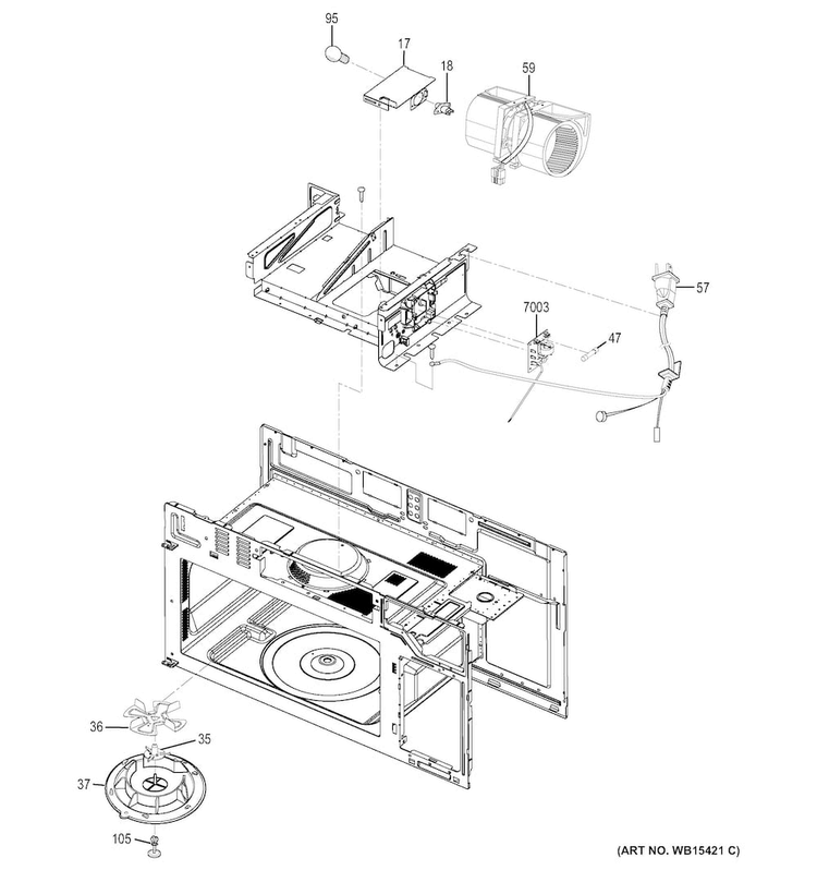 Interior Parts Diagram and Parts List for JNM3163DJ1WW  General Electric Microwave