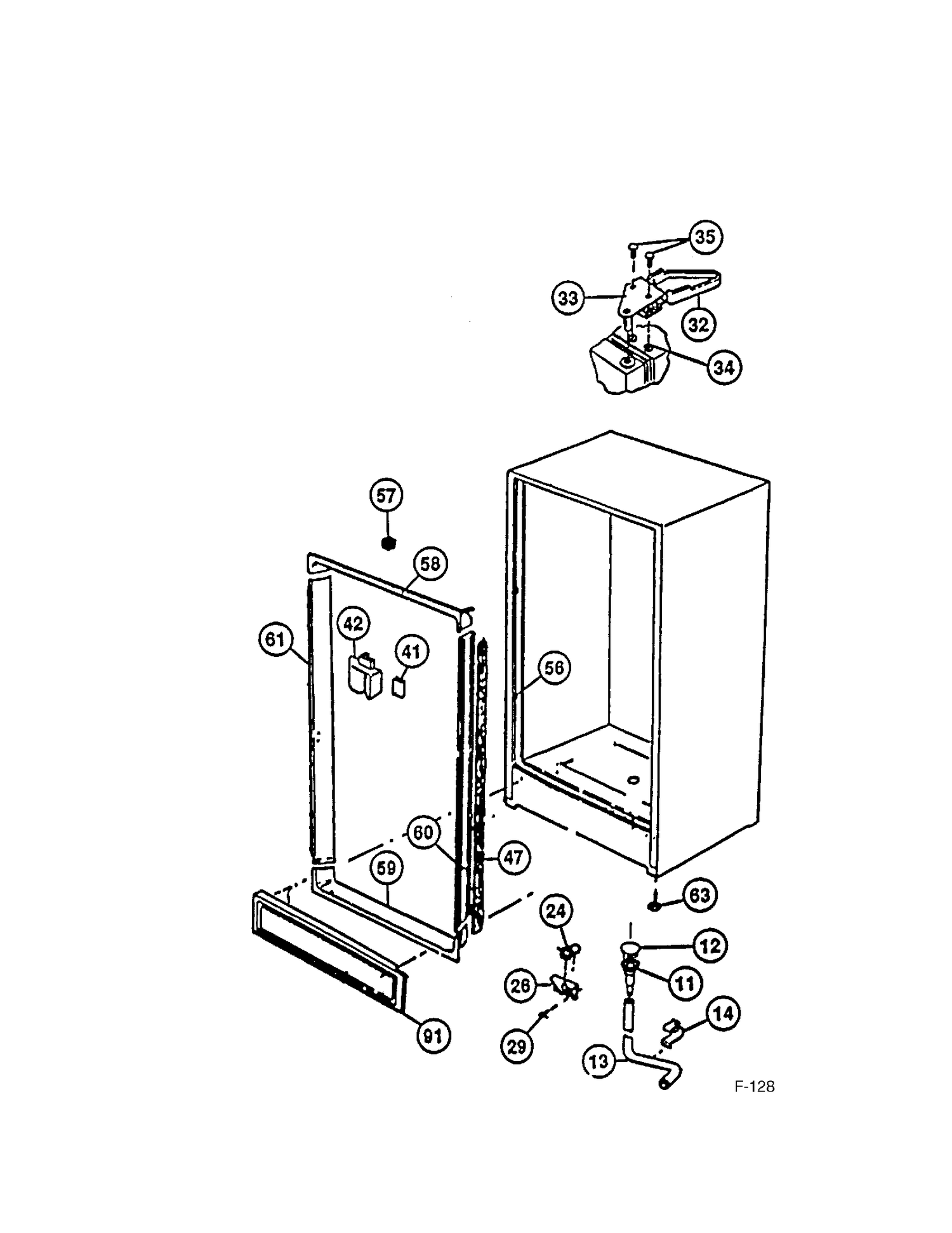 CABINET Diagram and Parts List for 86130  General Electric Freezer