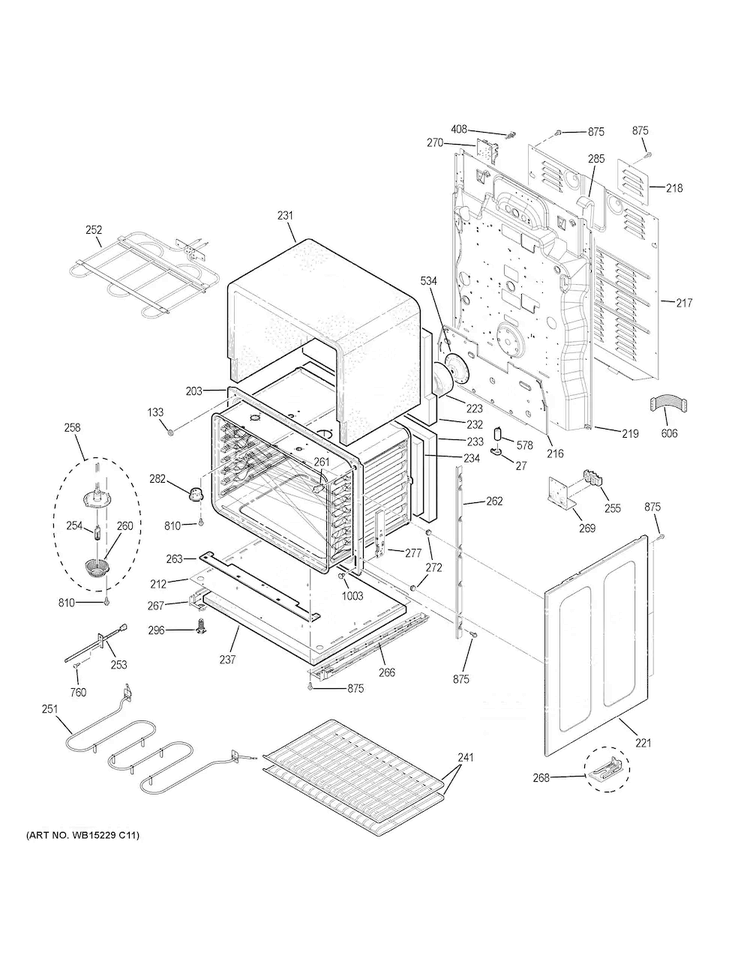 Lower Oven Diagram and Parts List for JB860SJ2SS  General Electric Range