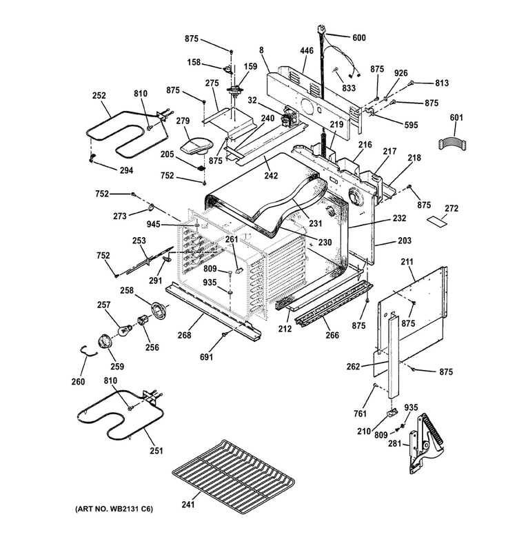 Body Parts Diagram and Parts List for JM250DF2WW  General Electric Range