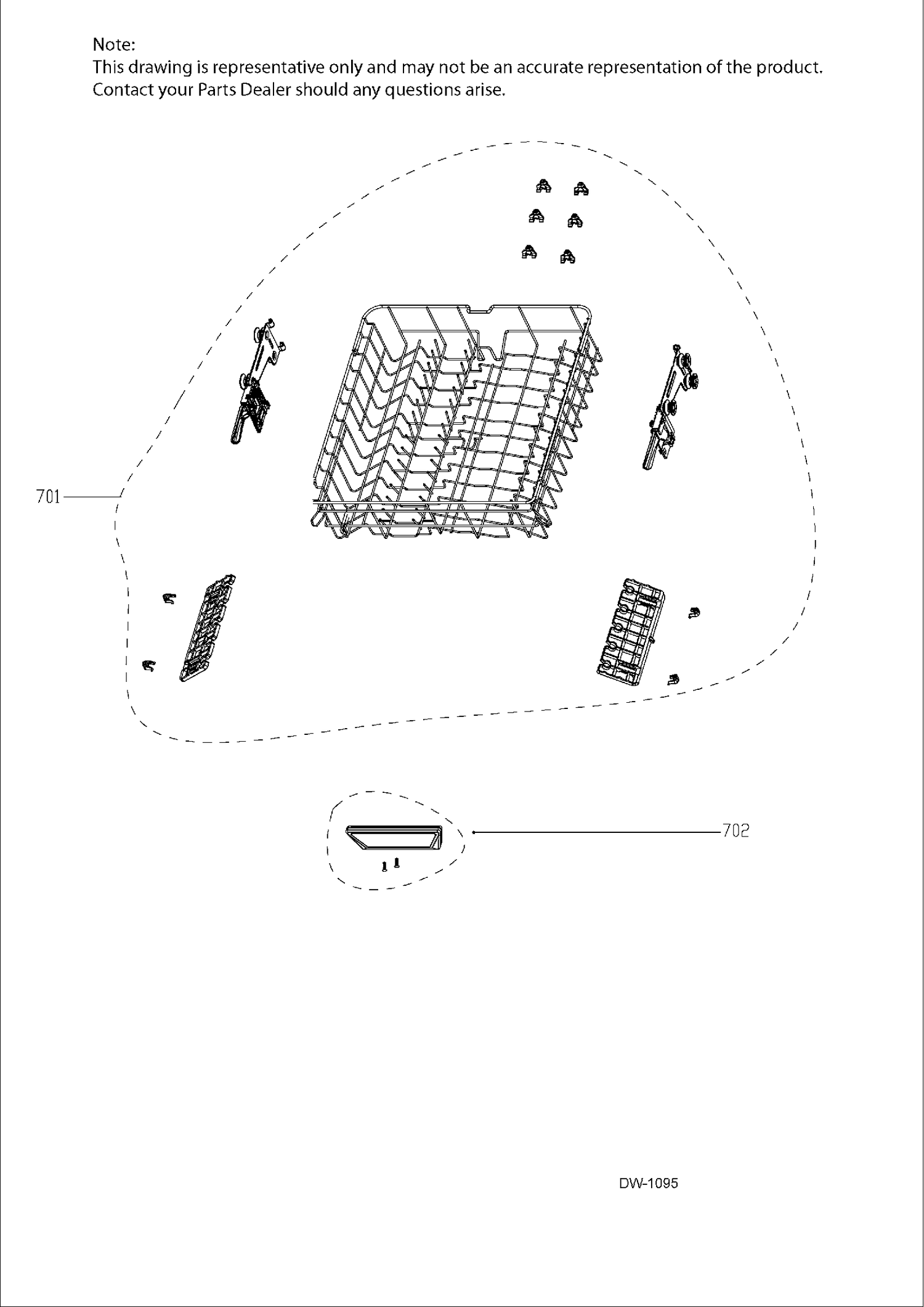 UPPER RACK ASSEMBLY Diagram and Parts List for GDT650SMJ0ES  General Electric Dishwasher