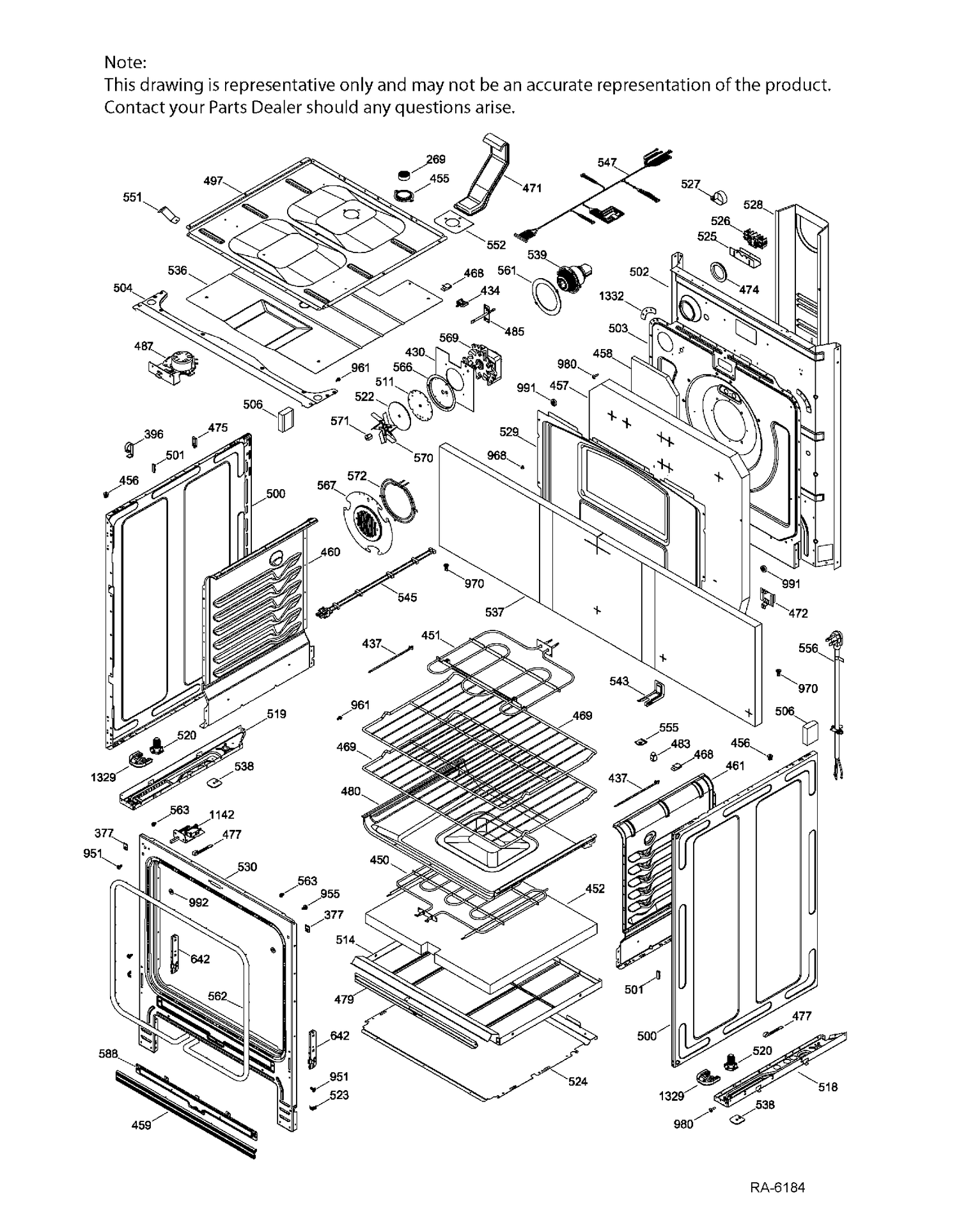 BODY PARTS Diagram and Parts List for PCB915EK1ES  General Electric Range
