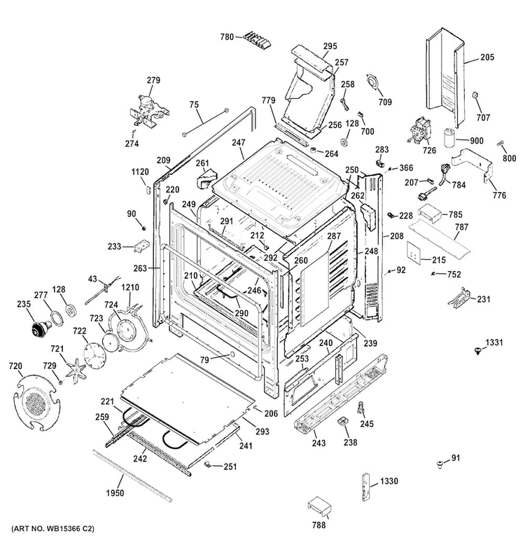 Body Parts Diagram and Parts List for P2B940SEH1SS  General Electric Range