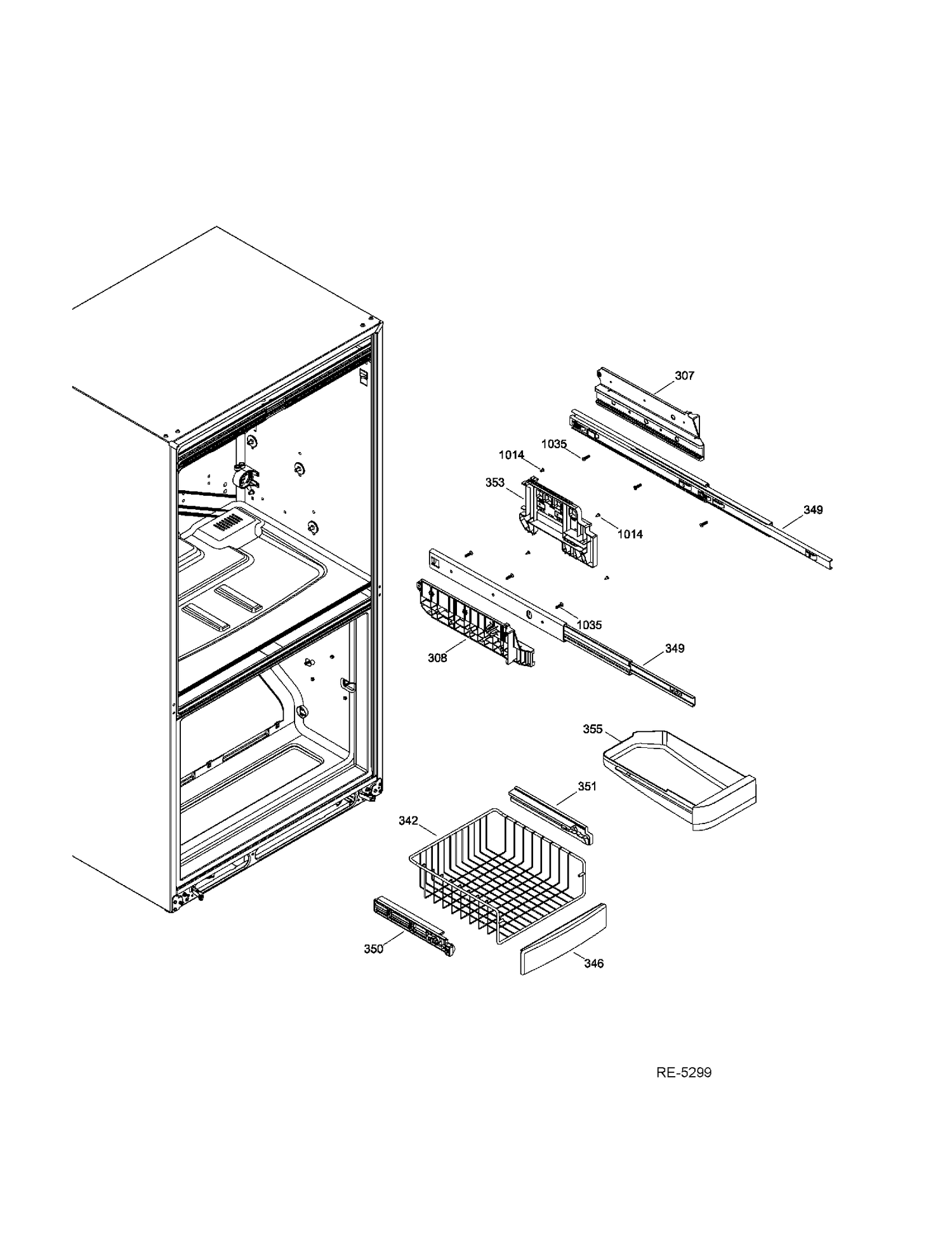 FZ BASKETS Diagram and Parts List for GFRF2KBYHWW  General Electric Refrigerator