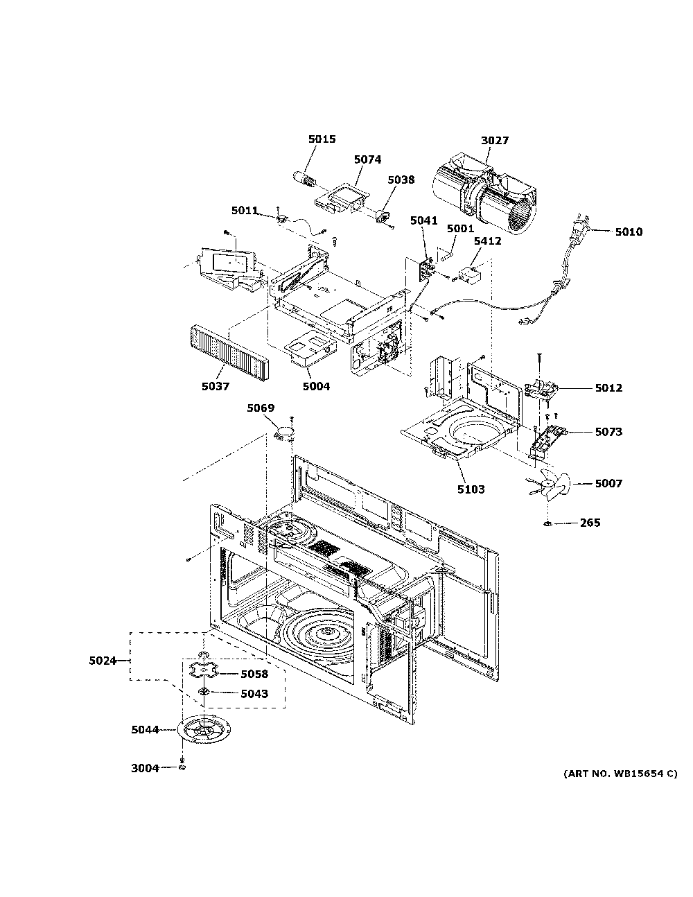 Interior parts 2 Diagram and Parts List for DVM7195FL5DS  General Electric Microwave