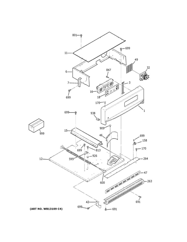 Control Panel Diagram and Parts List for JRP20BJ4BB  General Electric Wall Oven