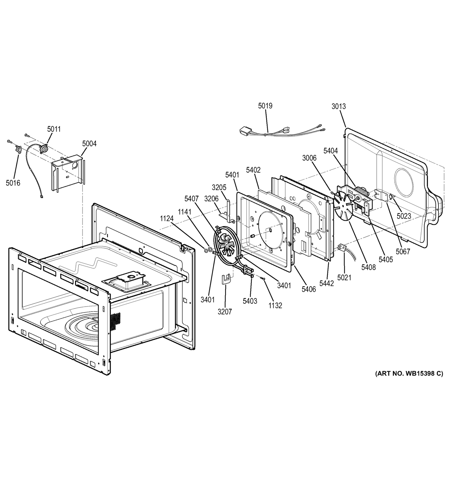 INTERIOR PARTS Diagram and Parts List for PK7800EK1ES  General Electric Wall Oven