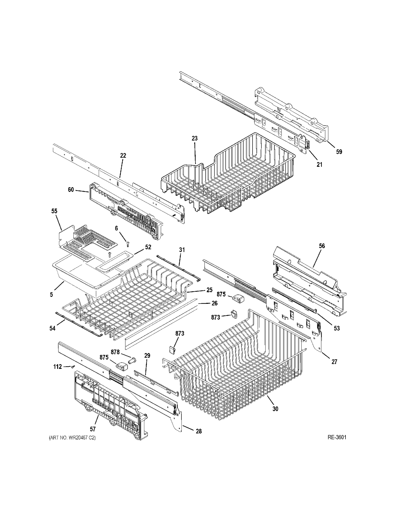 FZ SHELVES Diagram and Parts List for ZFGB21HYDSS  General Electric Refrigerator