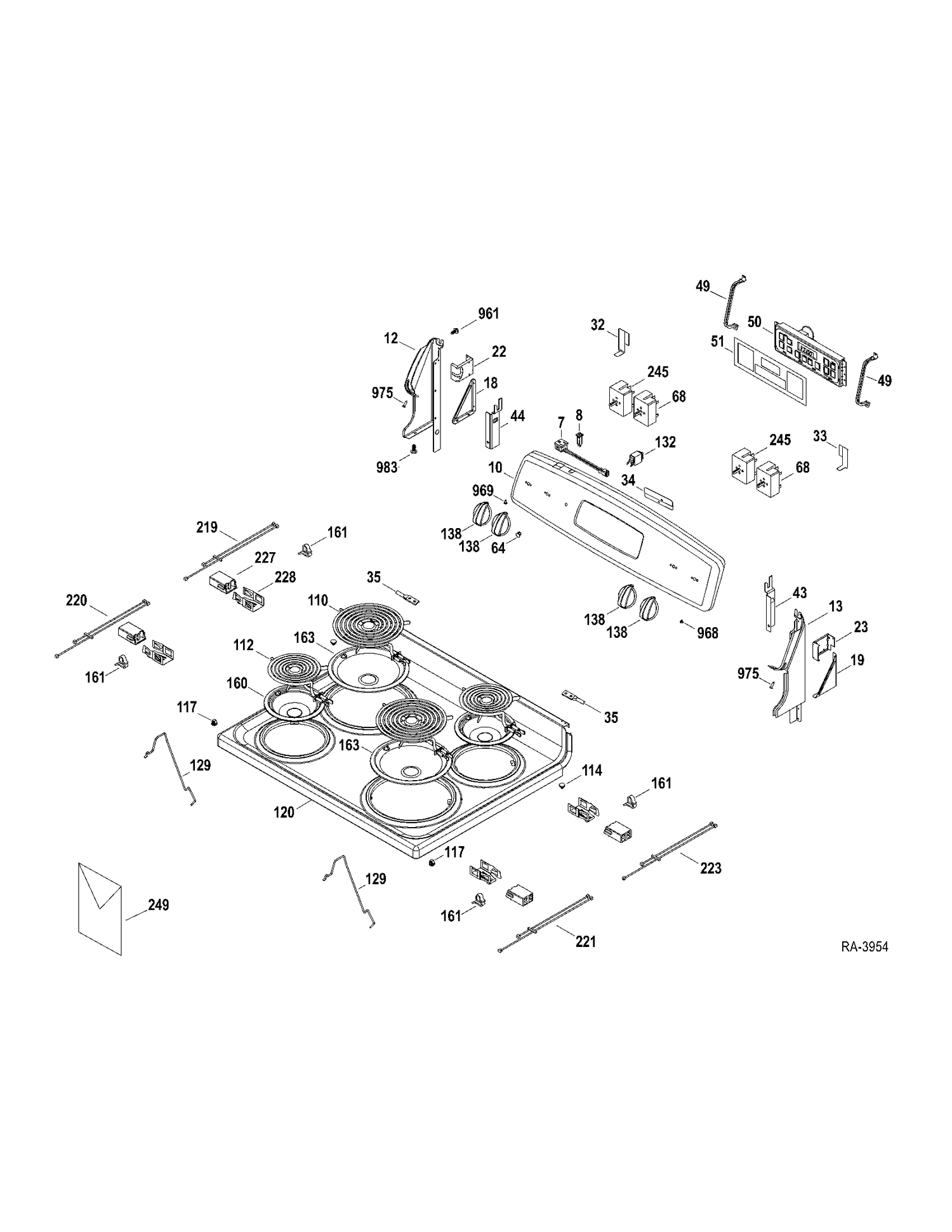 CONTROLS-COOKTOP Diagram and Parts List for JCBP35DP2WW  General Electric Range