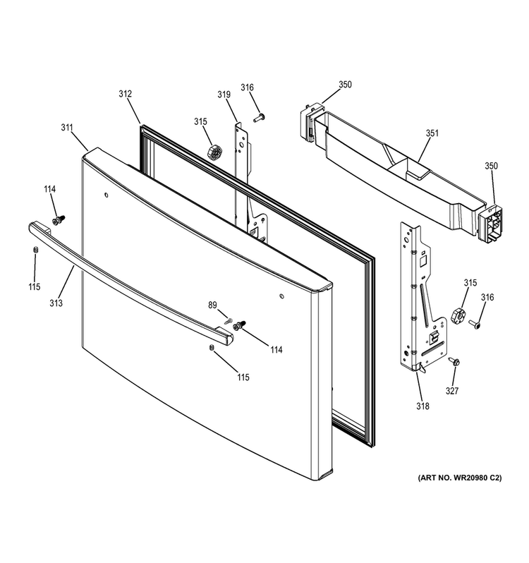 Freezer Door Diagram and Parts List for GYE22KSHBSS  General Electric Refrigerator