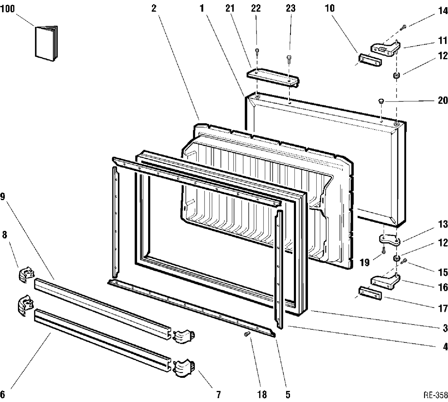 FREEZER DOOR Diagram and Parts List for MCC18HABBRWW  General Electric Refrigerator