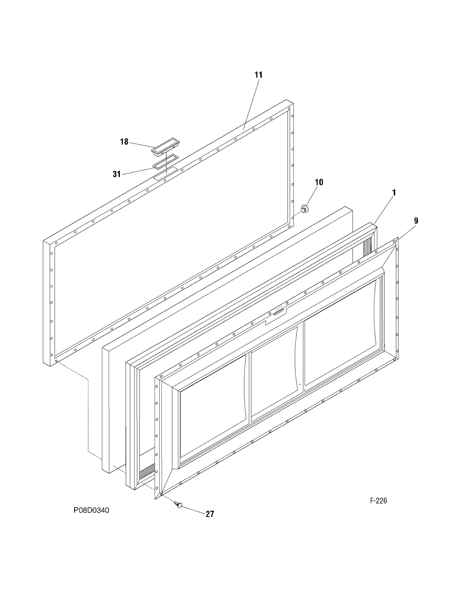 LID Diagram and Parts List for FCM5FMEWH  General Electric Freezer