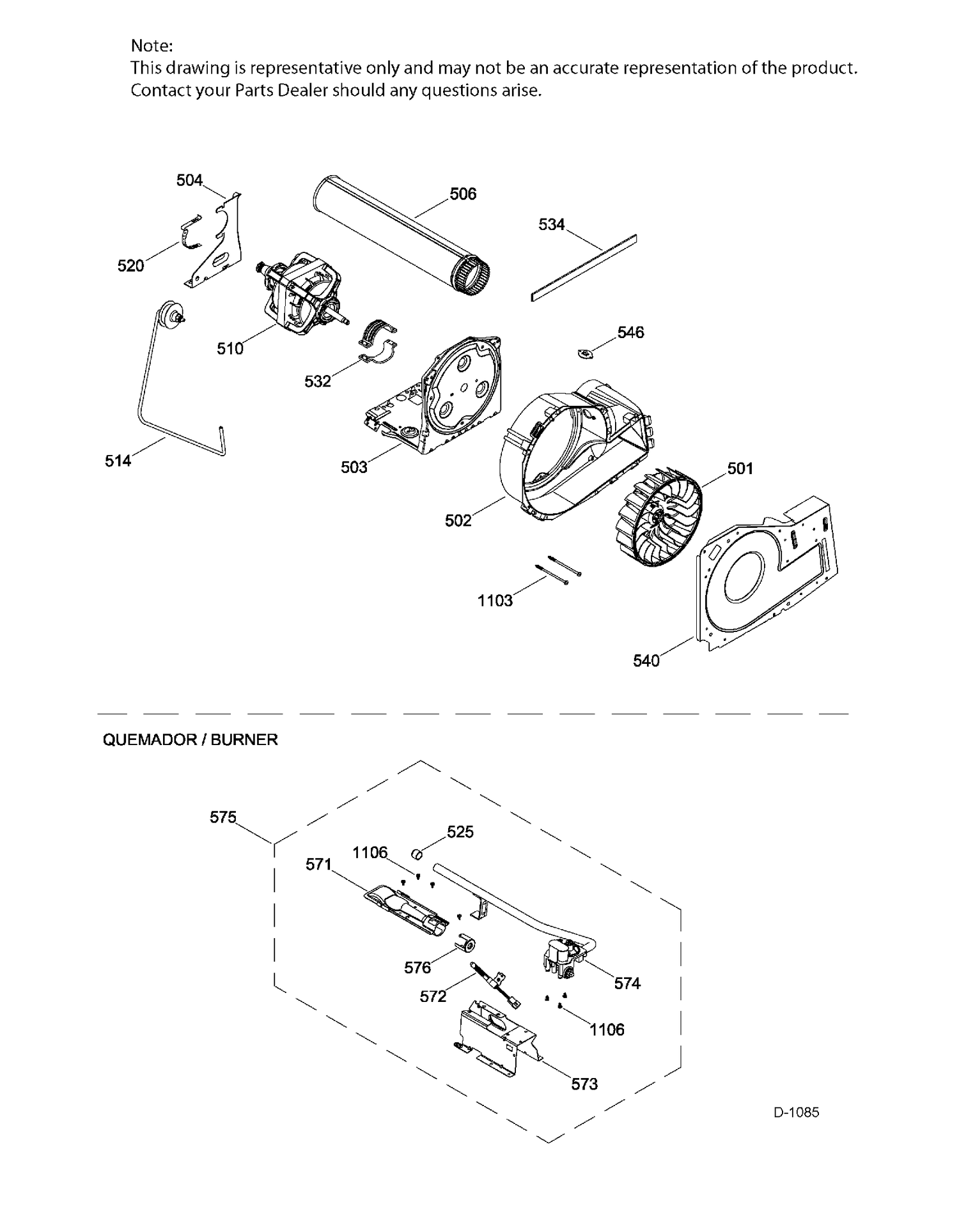 BLOWER & DRIVE & BURNER ASM Diagram and Parts List for GTD65GBMJ2WS  General Electric Dryer
