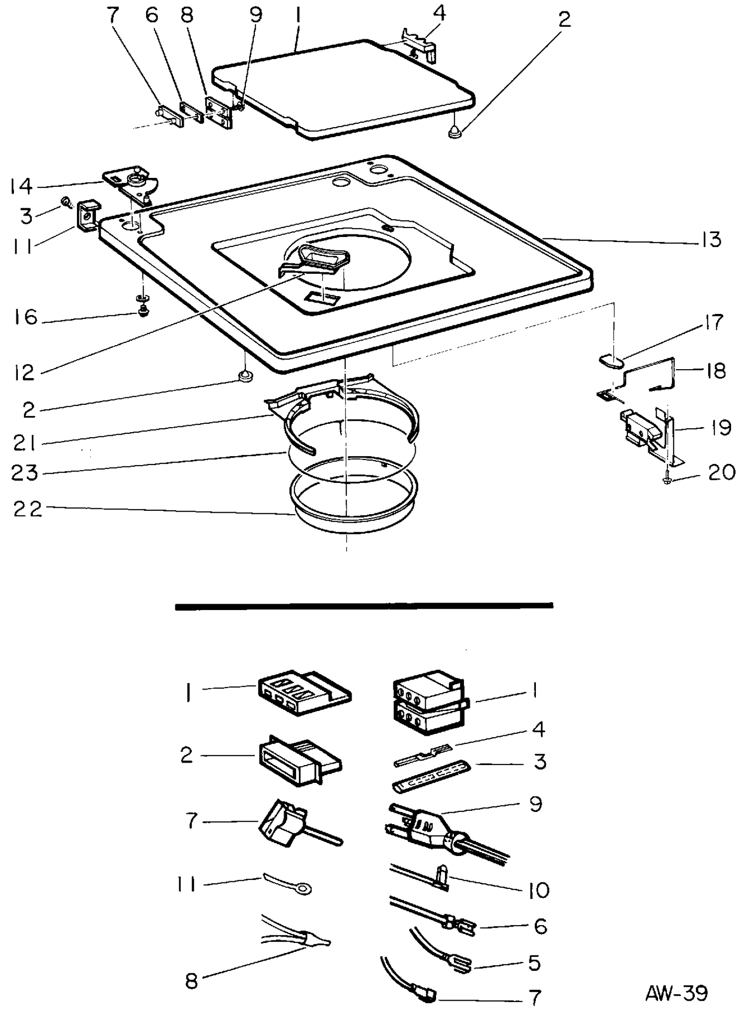 MAIN TOP Diagram and Parts List for 52050119  General Electric Washer