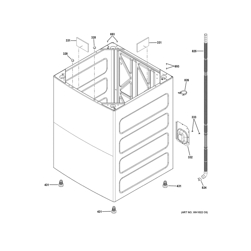 Cabinet Diagram and Parts List for GTW585BPV3DG  General Electric Washer