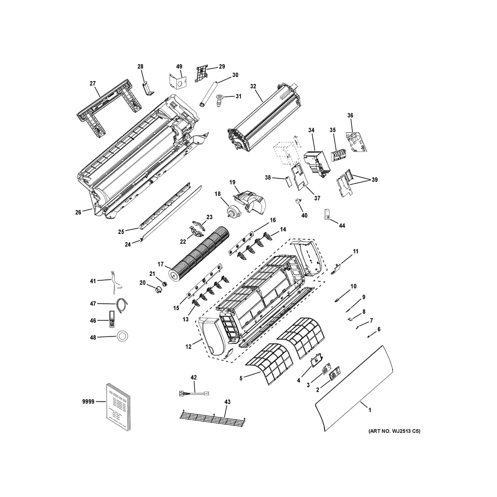 Room Air Conditioner Diagram and Parts List for GS09WB1BEA1  General Electric Air Conditioner