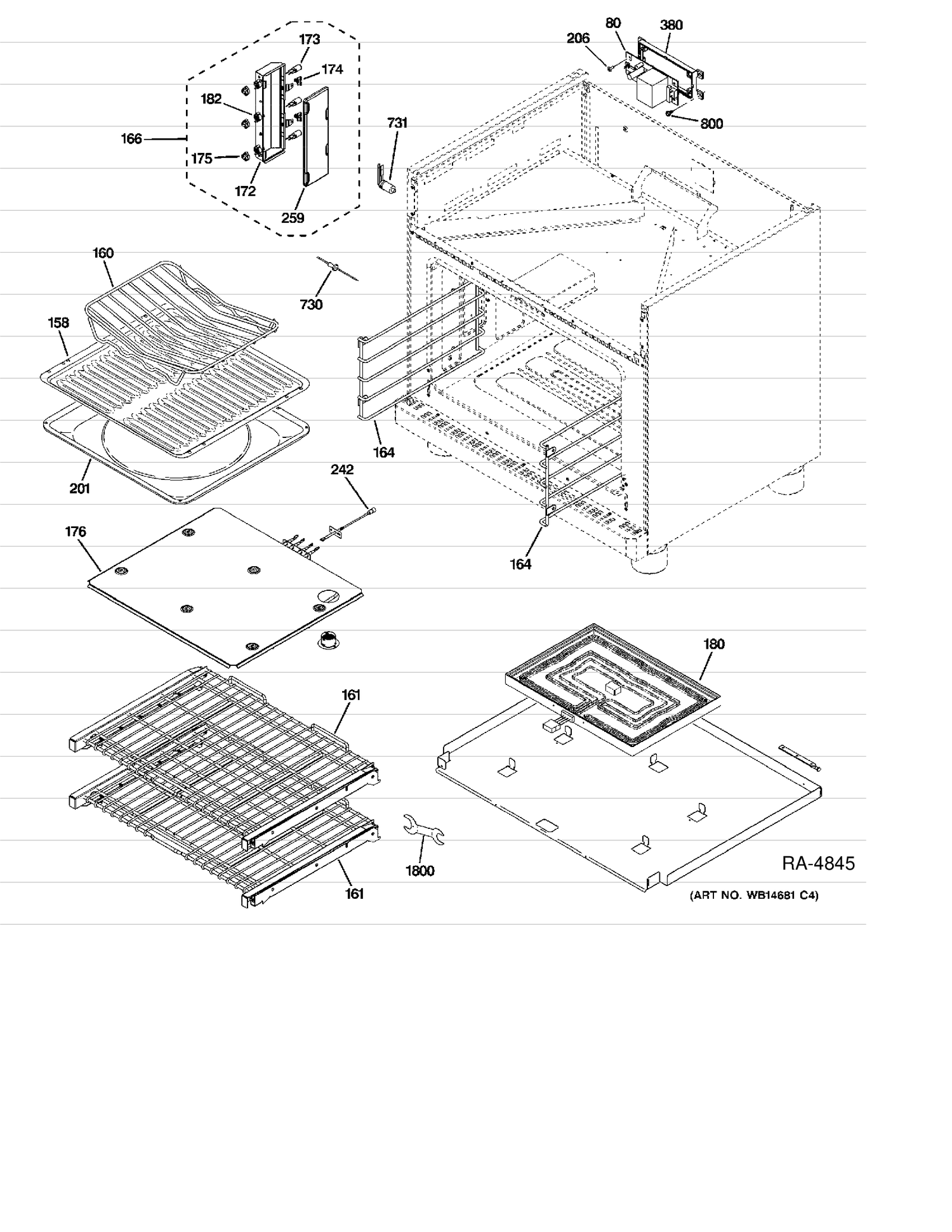 OVEN CAVITY PARTS Diagram and Parts List for ZDP364NDP7SS  General Electric Range