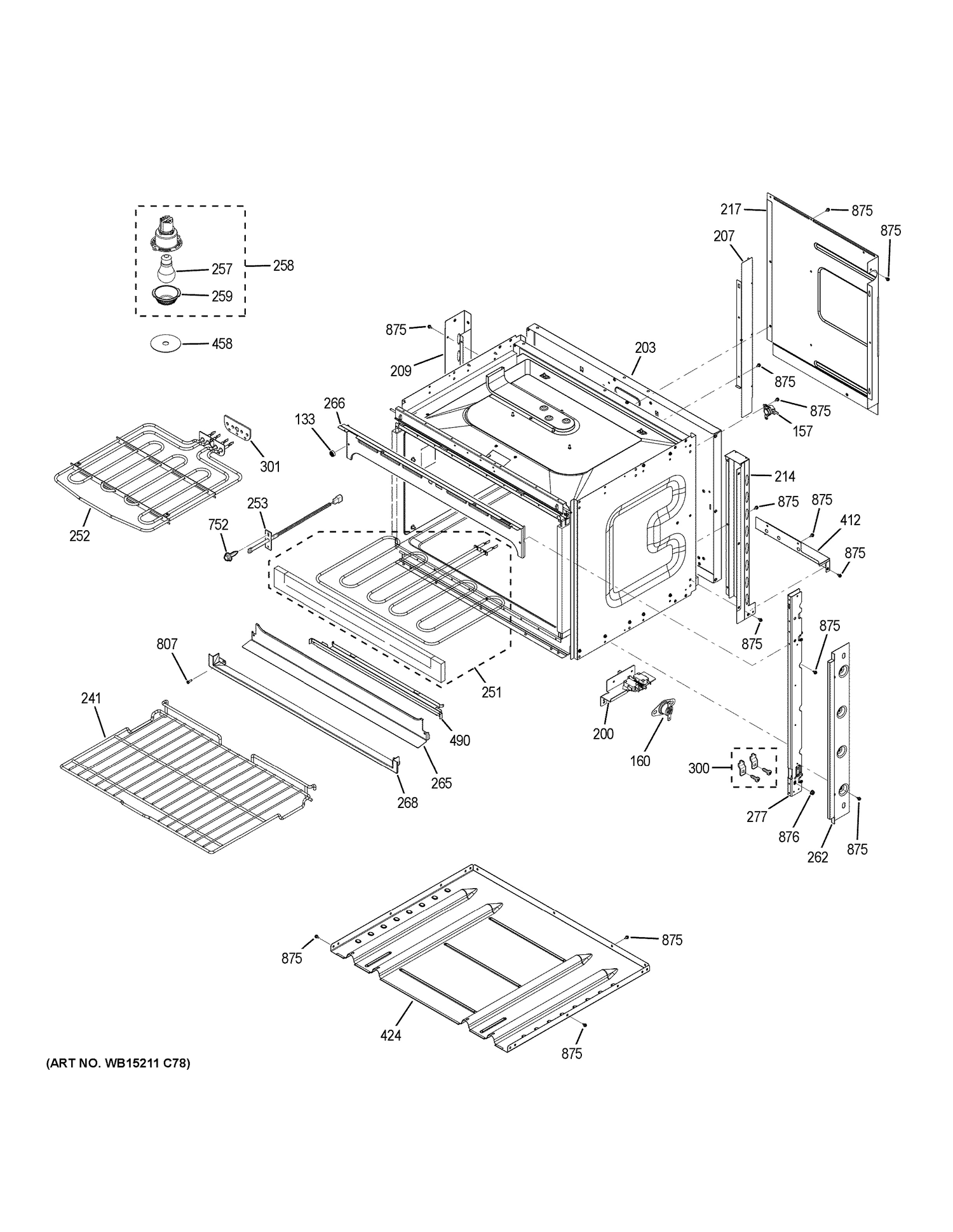BODY PARTS Diagram and Parts List for JT1000SF5SS  General Electric Wall Oven
