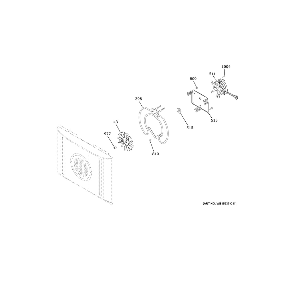 Convection Fan Diagram and Parts List for PHS93XYP8FS  General Electric Range