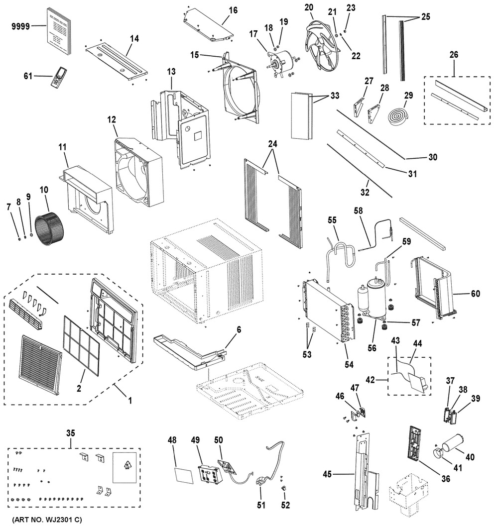 Room Air Conditioner Diagram and Parts List for AHC18DYL1  General Electric Air Conditioner
