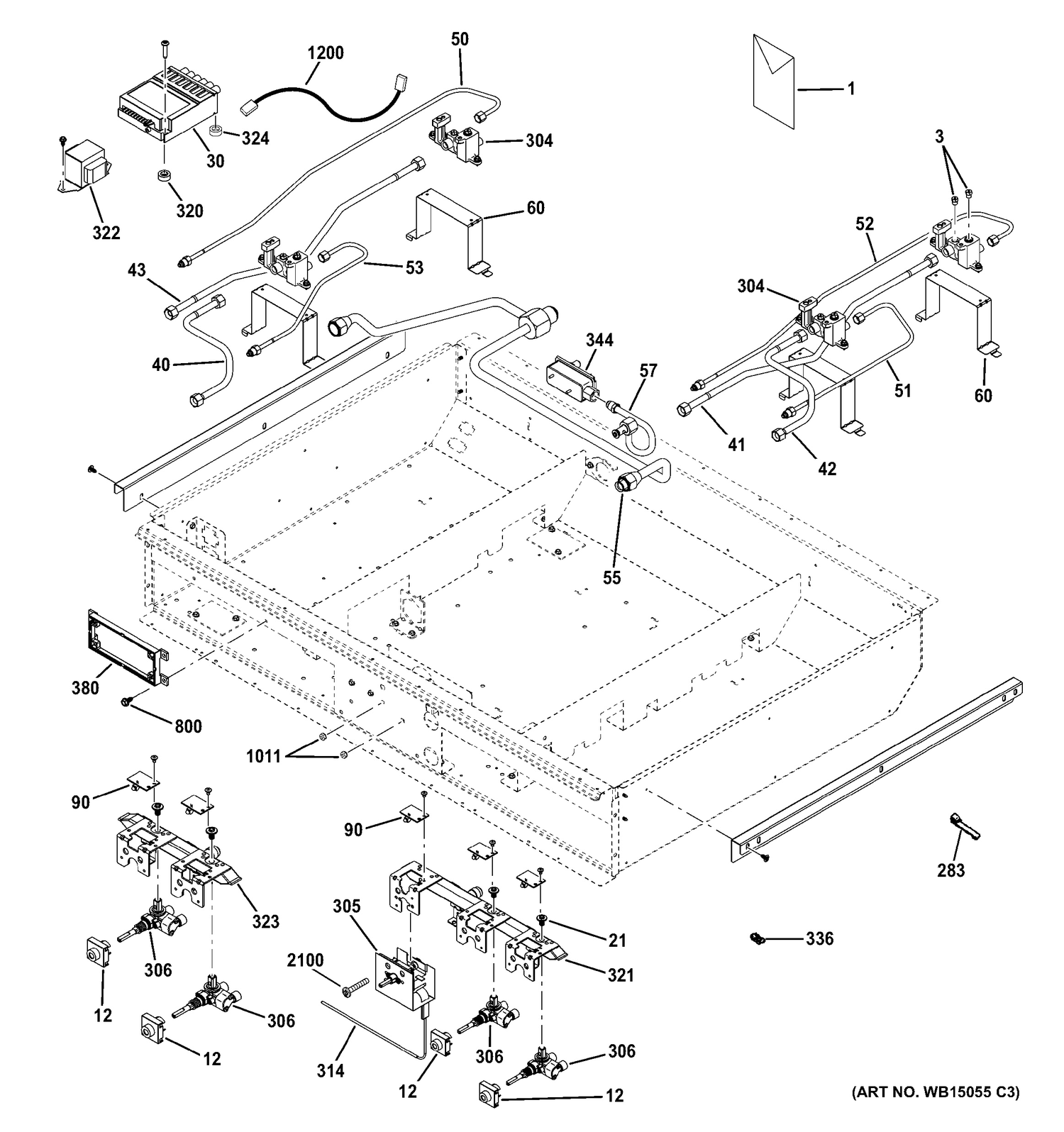GAS & BURNER PARTS Diagram and Parts List for ZGP364LDR5SS  General Electric Range