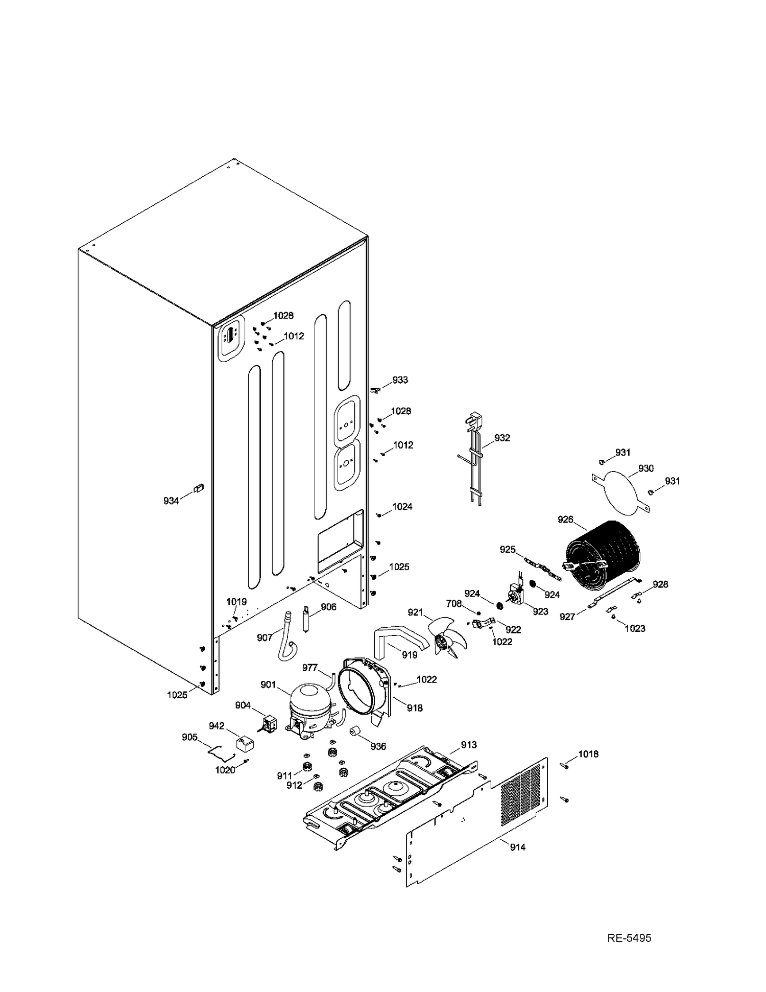 SEALED SYSTEM & MOTHERBOARD Diagram and Parts List for GBR20DSEARBB  General Electric Refrigerator
