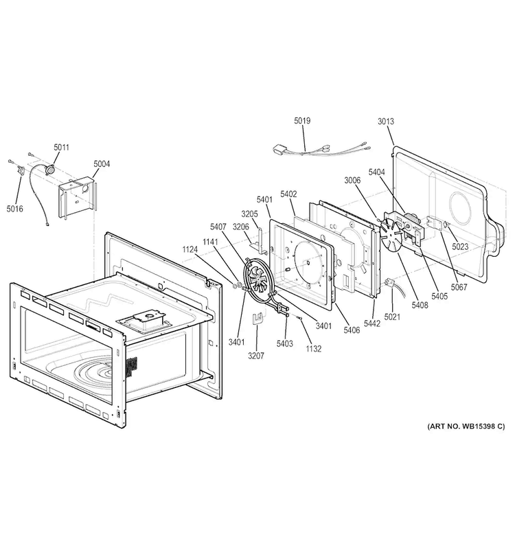 Interior Parts Diagram and Parts List for PT7800SH2SS  General Electric Microwave Oven Combo