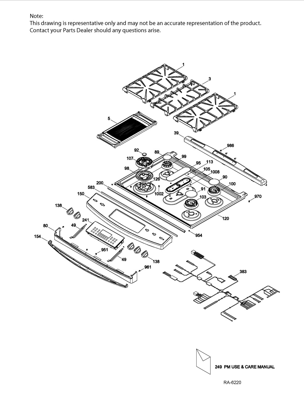Control Panel And Cooktop Parts Diagram and Parts List for PCGS920EEJ2ES  General Electric Range