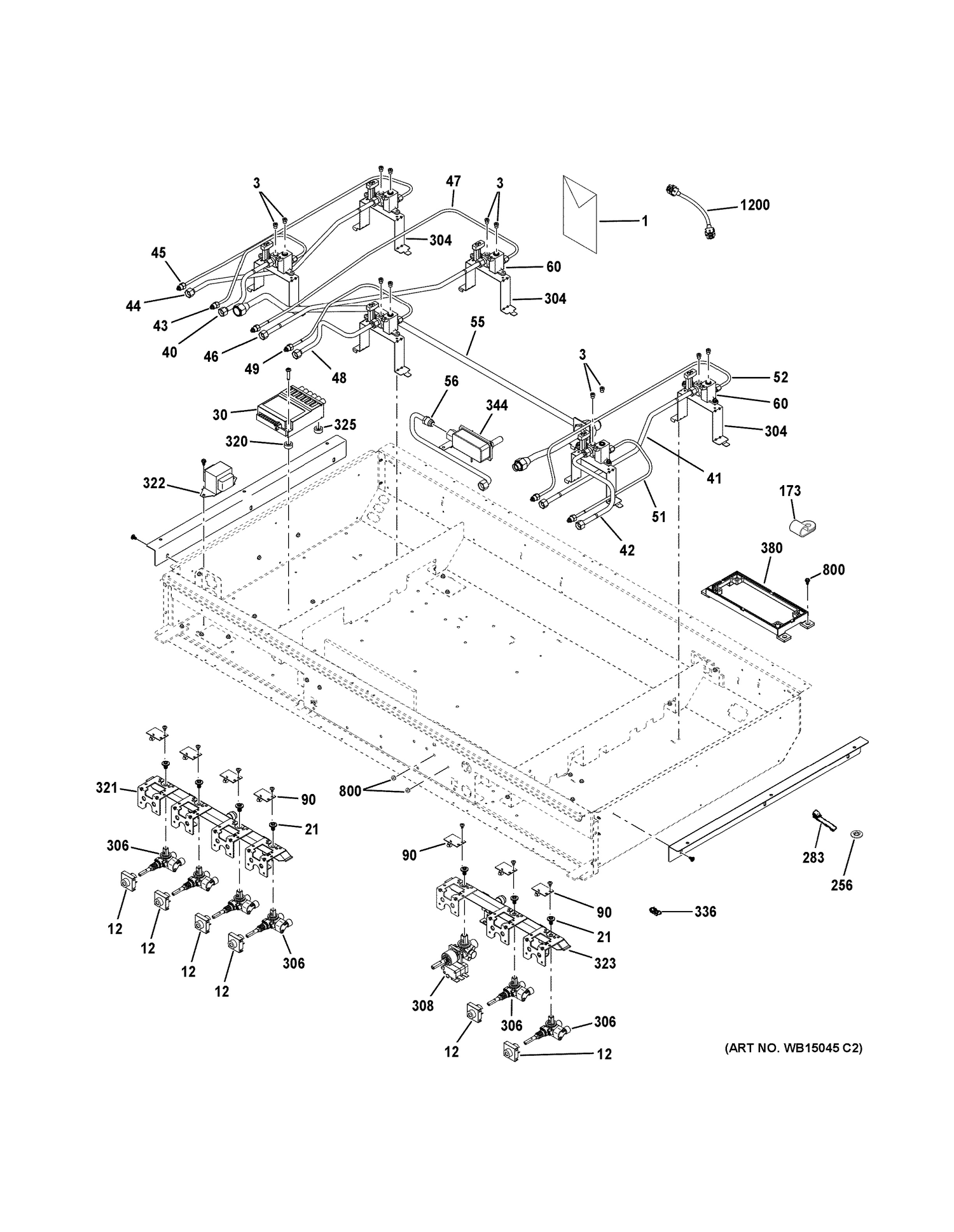 GAS & BURNER PARTS Diagram and Parts List for ZGP486LRR4SS  General Electric Range