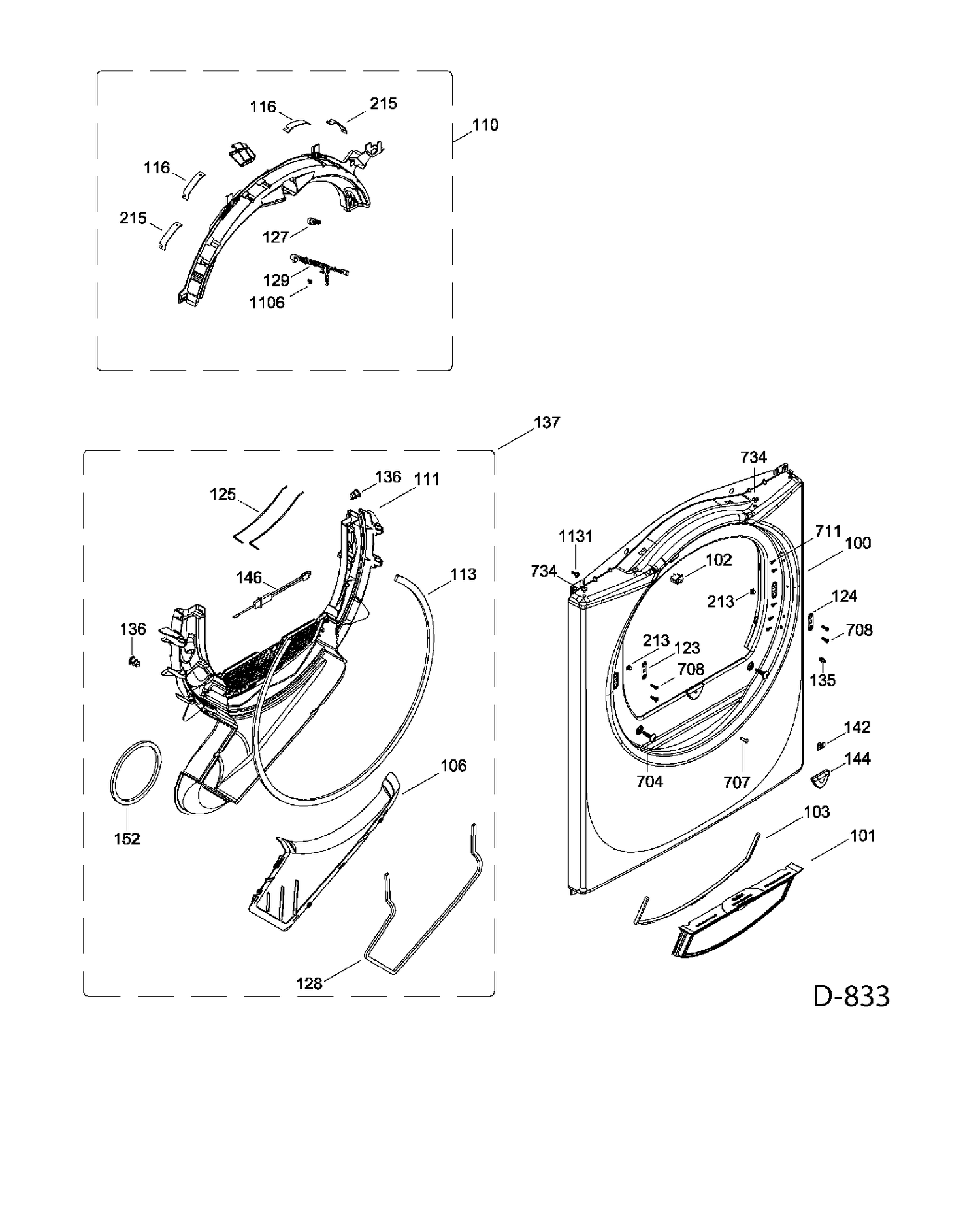 FRONT PANEL Diagram and Parts List for GFMN110ED0WW  General Electric Dryer