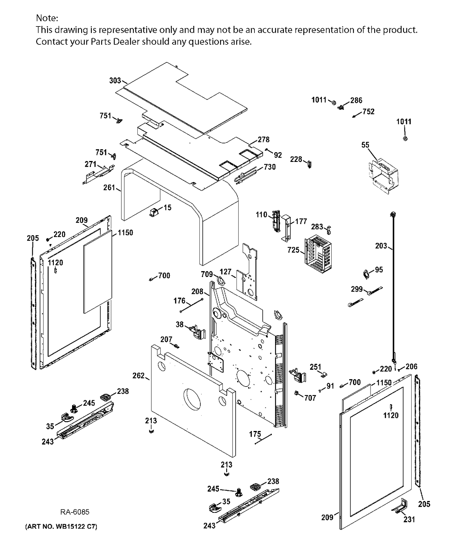 BODY PARTS Diagram and Parts List for CCGS990SET4SS  General Electric Range