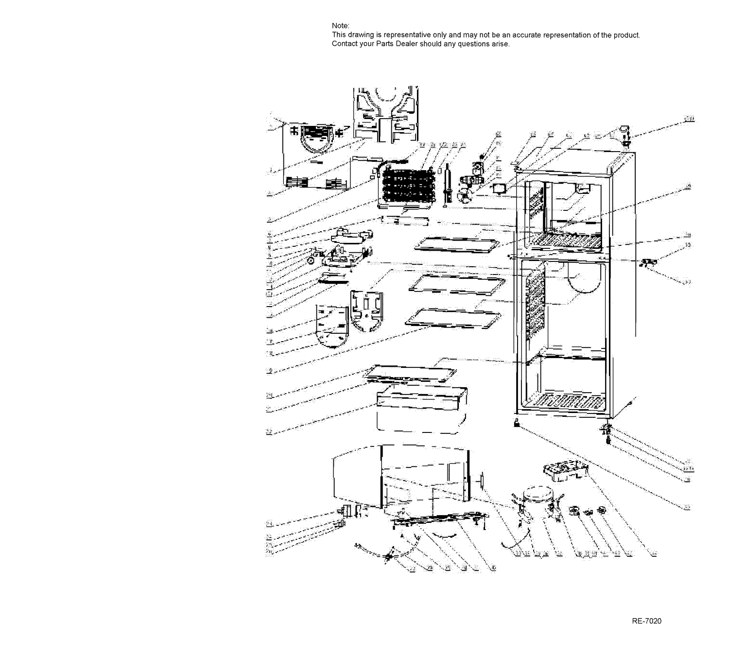CABINET & SHELVES Diagram and Parts List for HA10TG21SS  General Electric Refrigerator