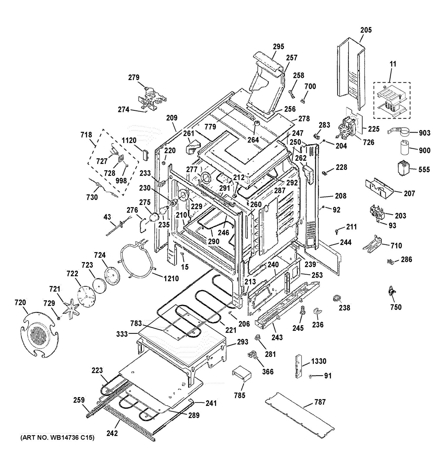 BODY PARTS Diagram and Parts List for CS980ST7SS  General Electric Range