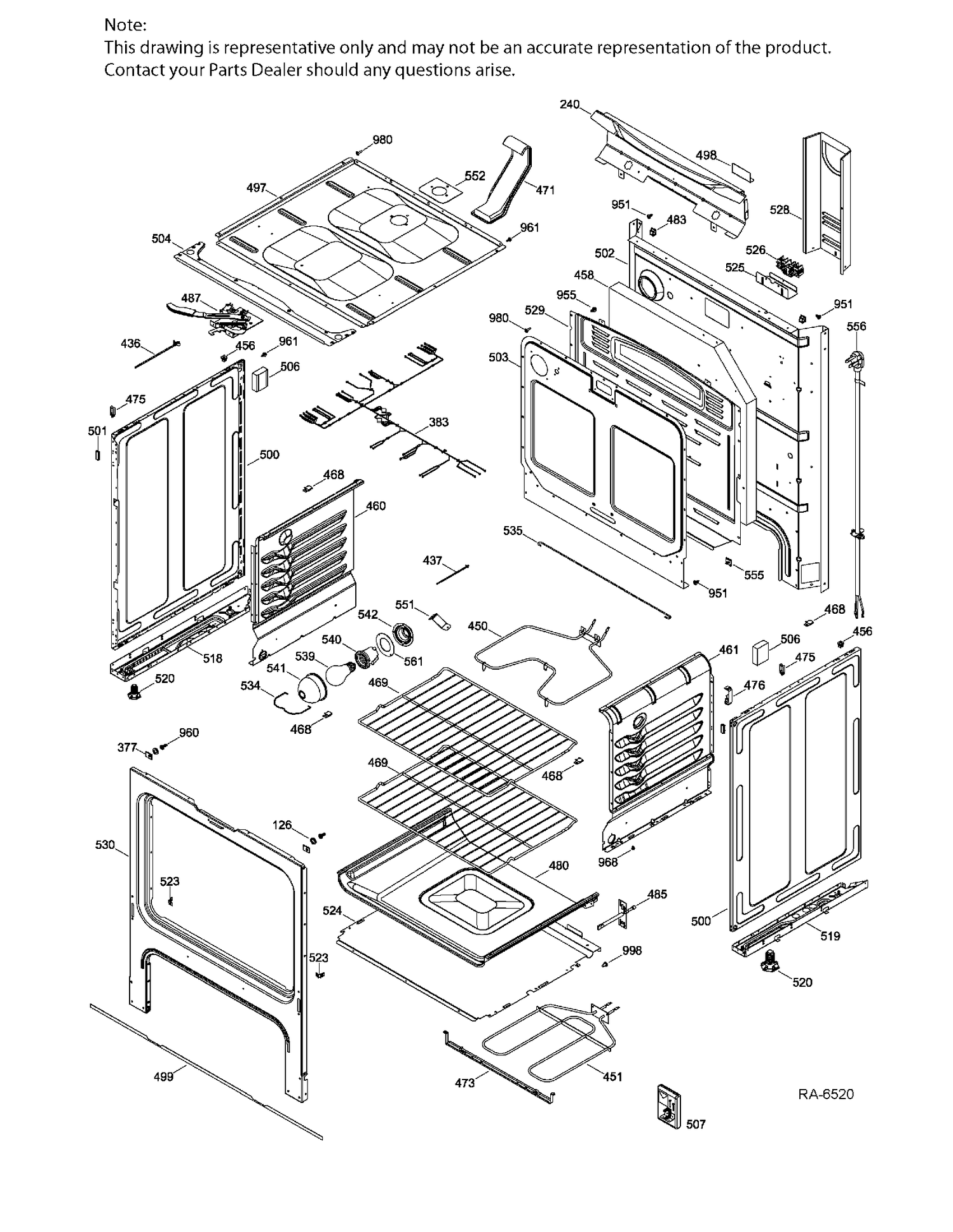 BODY PARTS Diagram and Parts List for JCB635DJ2WW  General Electric Range