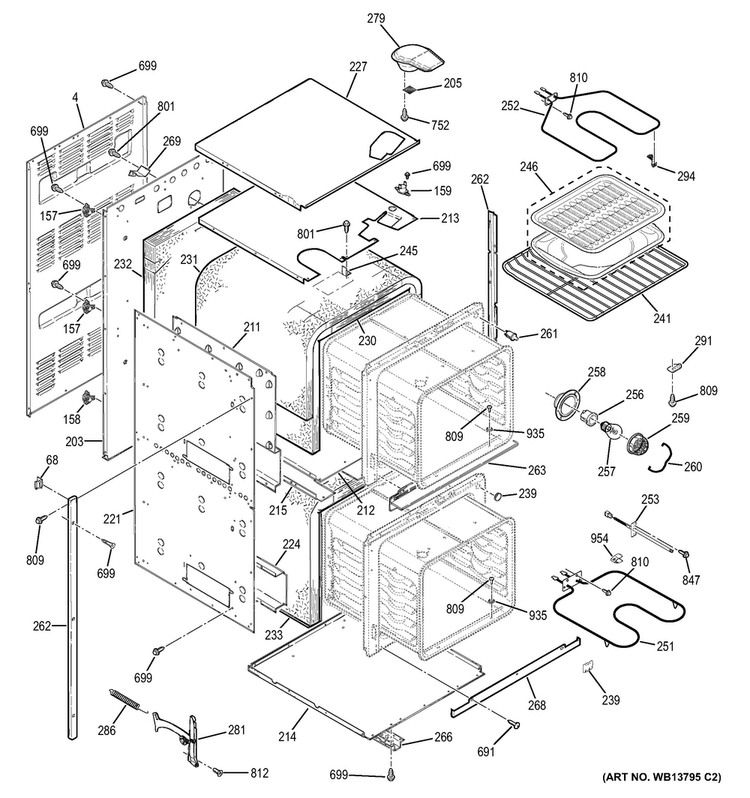 Body Parts Diagram and Parts List for JRP28SK2SS  General Electric Wall Oven