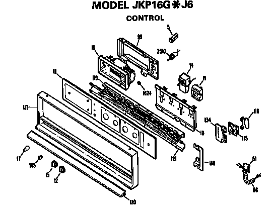Control Diagram and Parts List for JKP16GJ6  General Electric Wall Oven
