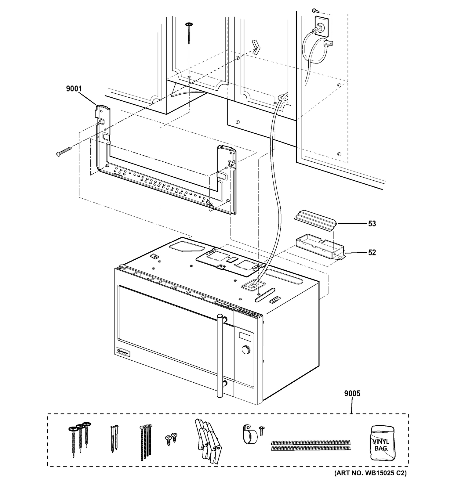 INSTALLATION PARTS Diagram and Parts List for ZSA1201J1SS  General Electric 