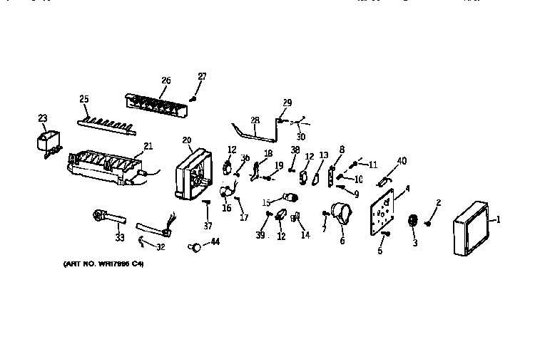 Icemaker Wr30x0303 Diagram and Parts List for TFX24PRXDWW  General Electric Refrigerator