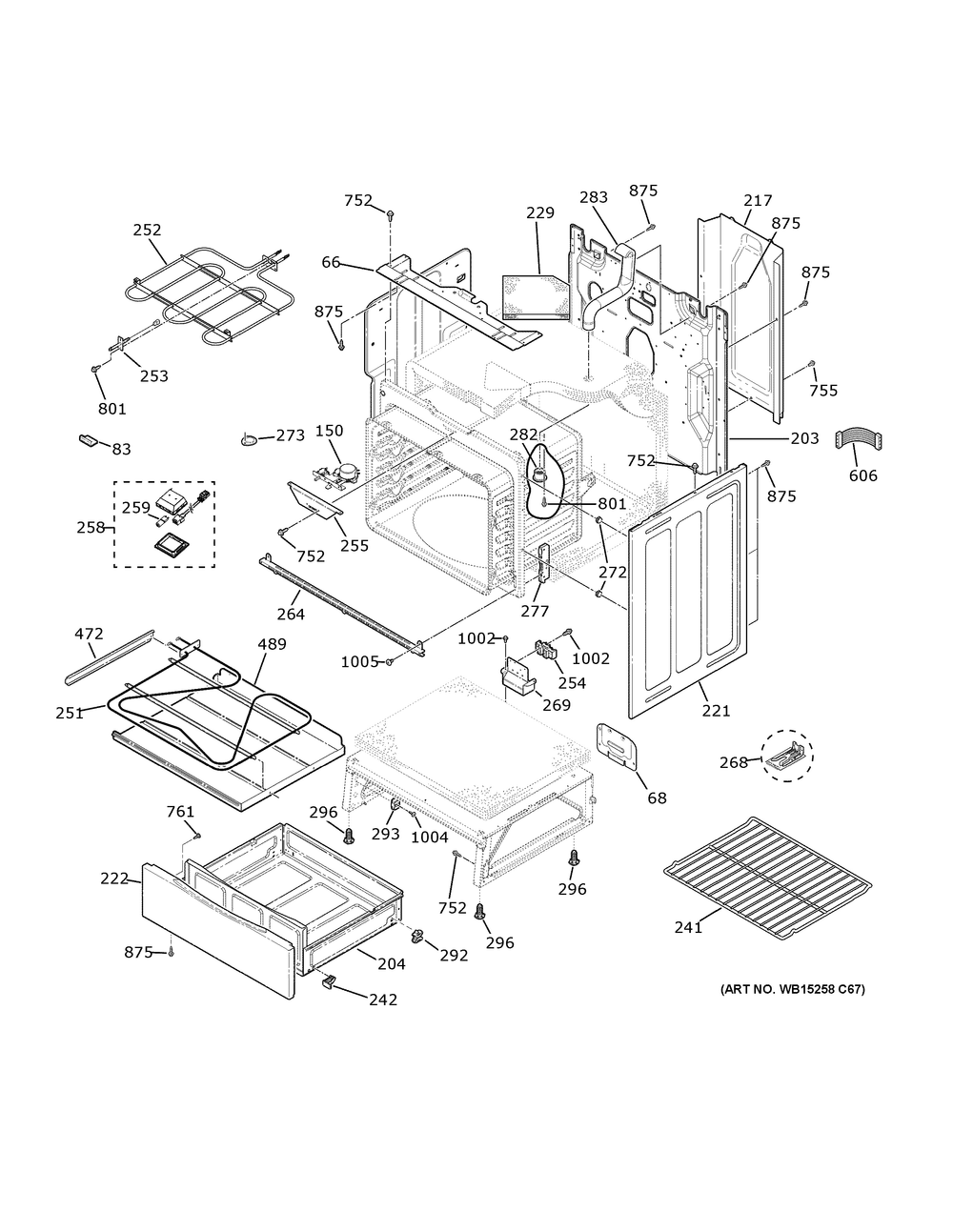 Body Parts Diagram and Parts List for JB735EP3ES  General Electric Range