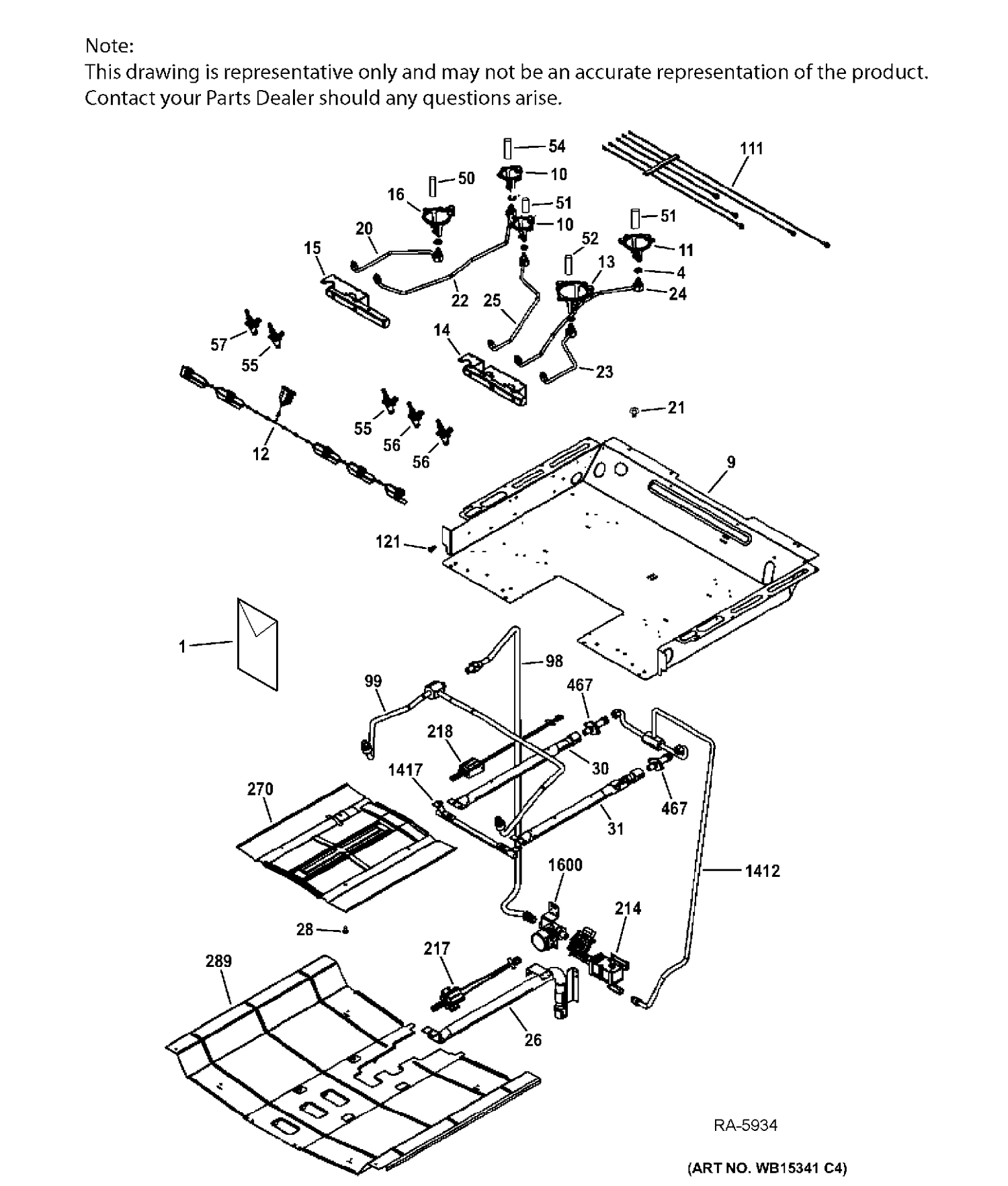 GAS & BURNER PARTS Diagram and Parts List for JCGS750SEF2SS  General Electric Range