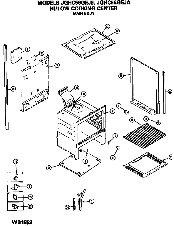 Main Body Diagram and Parts List for JGHC56GEJ9  General Electric Range