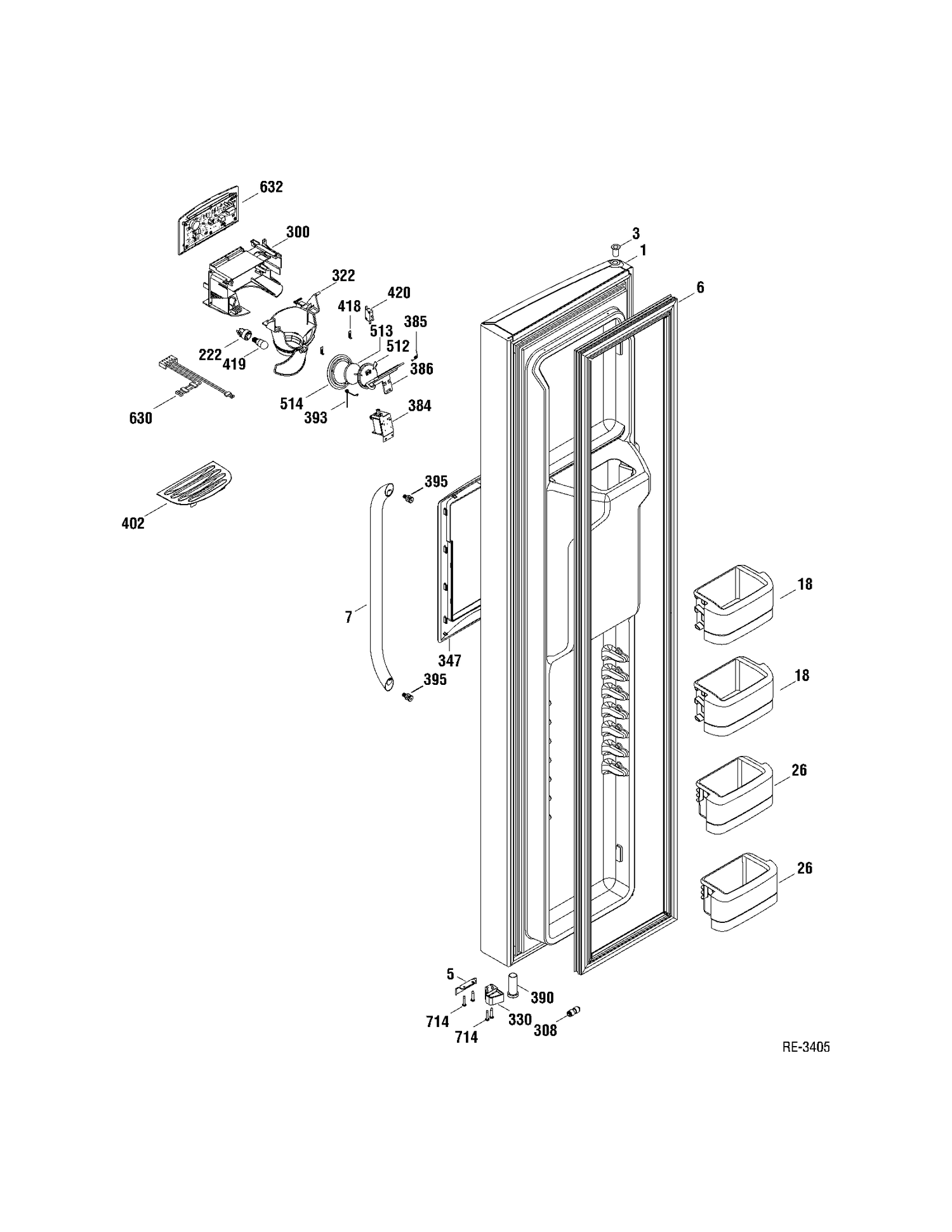 FZ DOOR Diagram and Parts List for DSRF3KGXHCWW  General Electric Refrigerator